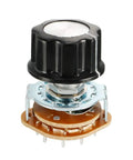 6mm Shaft Band Selector Rotary Switch with Four Poles and Three Positions Single Deck 16 Pin Mounting Nut and Black Plastic Knob