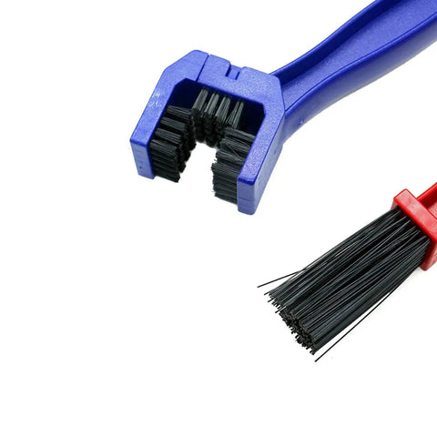 Bike And Motorcycle Chain Cleaning Brush Set, 2 Pack, 10 Inch Plastic Brushes in Red and Blue for Tackling Tough Grime