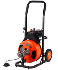 Tough As Nails Electric Drain Cleaner Automatic Feed with 100-foot steel core cable for 1 to 4 inch pipes, portable with handle.