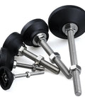 Adjustable Leveling Feet For Furniture And Equipment, 40mm Diameter, Thread M5 To M12, Length 30 To 150mm, Nylon And Stainless Steel Build, Anti Slip Base, No Fuss Easy Install In Prethreaded Sockets, Built Tough And Stable, angled view