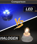 Comparison of LED vs Halogen bulbs in the AC Climate Heater Control LED Light Bulbs Kit For Dodge Ram 1500 2500 3500 Dakota Blue Set Of 4 12V