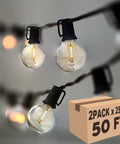 Close-up of 25 Foot G40 Globe String Lights With 25 LED Bulbs For Indoor And Outdoor Use End To End Connectable UL Listed