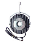 Front view of power-off brake with 11/15 mm shaft bore, black cast housing, and two-wire leads