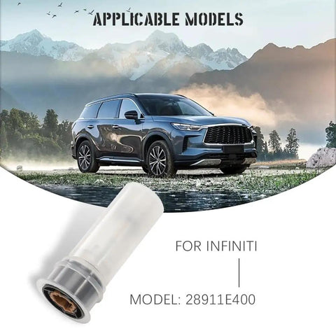 Car Windshield Washer Fluid Level Sensor Replacement OEM 289111E400 with Infiniti SUV in background.