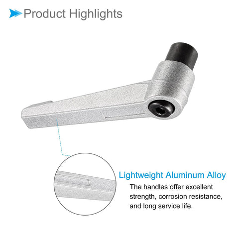 Clamping Lever Handle with M8 Female Thread 72mm Lever Length 4mm Hex Socket Silver Tone for Lathe Machinery