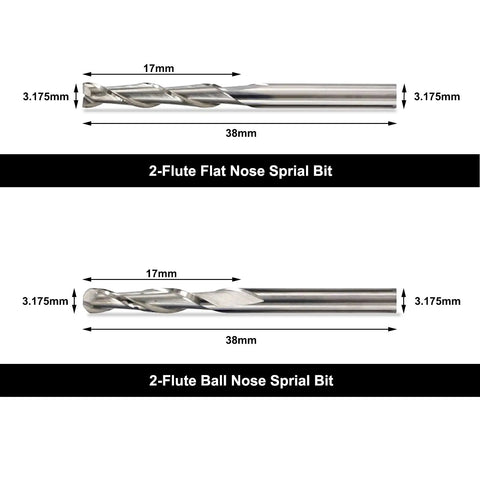 One Eighth Inch Shank CNC Router Bits Kit For All Purpose Engraving And Milling With Triangular Engraving Bits Spiral End Mills