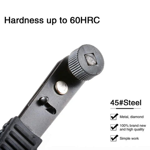 Solid Right Angle Mini Ratchet Wrench 1/4 Inch Dual Drive Head With Hex Socket Adapter showing unique head design and durable 45# steel material.