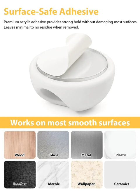 6 Pack White Cable Clips For Desk Nightstand And Car showing adhesive back for cable management on various surfaces