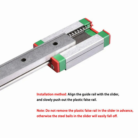 Close-up of 100mm MGN9 linear rail with MGN9C carriage block from Two Pack MGN9 100mm Linear Rails And MGN9C Carriage Blocks Kit