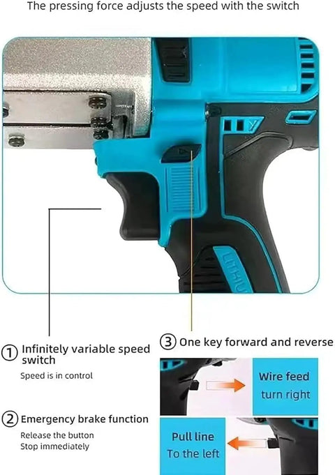 Heavy Duty Cordless Wire Pulling Machine With Automatic Conduit Threader And Six Roller Guide control panel showing speed switch and functions.
