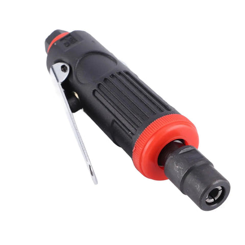 Badass 25000 RPM Pneumatic Die Grinder Kit With Dual Three And Six Mm Collets, close-up of black and red air grinder.