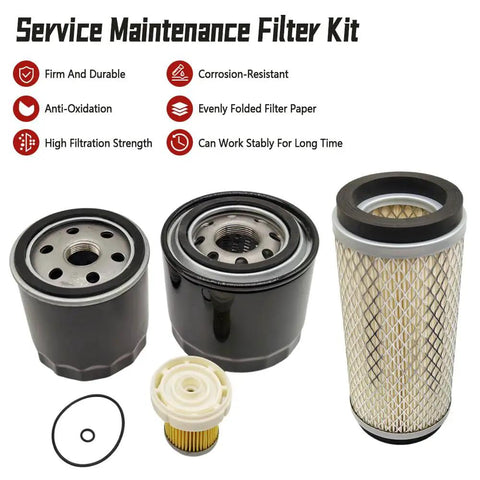 Beefy Maintenance Filter Kit For Mahindra Tractors 2415 2516 Max Series Air Oil Fuel Hydraulic Filters Replacement shown.