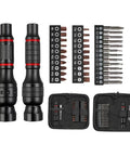 Heavy Duty 6.35mm Aluminum Screwdriver Handle With Magnetic Bit Holder Bar For Hex And Torx Screws, Non-Slip Grip Fits Standard Bits, Solid Build For Home Reno Pro Jobs, 20 Piece Kit Included, black kit with bits and case