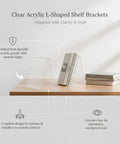 Clear Acrylic L Shaped Bookends For Desk And Shelf Organization No Fuss Invisible Support Brackets displayed on a wooden surface