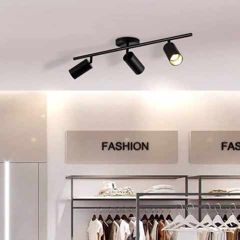 Modern Matte Black Track Lighting Kit With Three Adjustable Heads Dimmable LED Ceiling Spots For Kitchen And Home Flexible Angles 180 Degree Horizontal Rotation 90 Degree Vertical Rotation Flush Mount Indoor Lighting