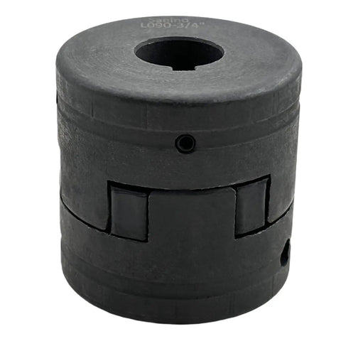 Flexible Three Piece Ljaw Coupling Set With Rubber Spider For Log Wood Splitter Bore From One Half Inch To Three Quarter Inch HT250 Cast Iron Construction Built Tough Heavy Duty Multi Flex L090 With Keyways And Dual Set Screws, black jaw coupling