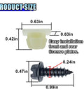 Heavy Duty Stainless Steel License Plate Screw Kit with Self Tapping Bolts and Nylon Inserts size diagram