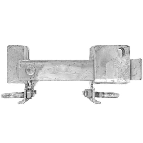 Heavy Duty Galvanized Double Gate Latch Case Of Four, secure hook design for chain link gates 1.5 to 2 inches, durable steel.