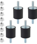 Four Pack M6 Rubber Isolator Mounts With Double Ended Studs 25x25mm Cylindrical Anti Vibration Dampers with nuts for equipment