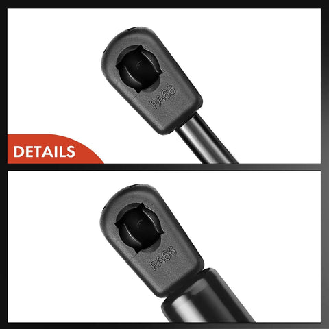 Close-up of Heavy Duty 14 Inch Gas Lift Supports showing durable PA66 end fittings for tool chests and storage beds.