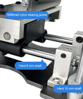 Close-up of Heavy Duty Mortising Jig And Loose Tenon Joinery Kit with stiffened nylon bearing and hard shafts.