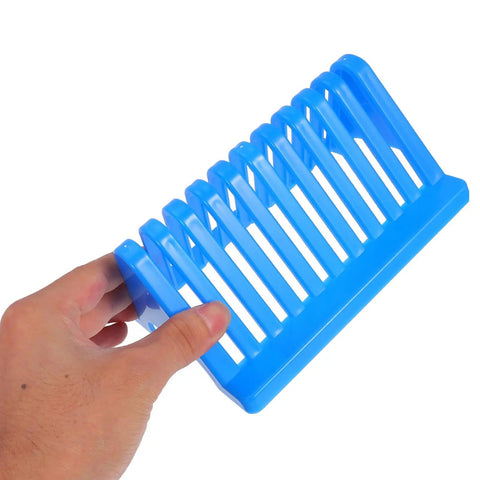 Triangular Microscope Slide Drying Rack 4 Pack Chemical Resistant Plastic Lab Equipment Holder in blue color for drying slides.