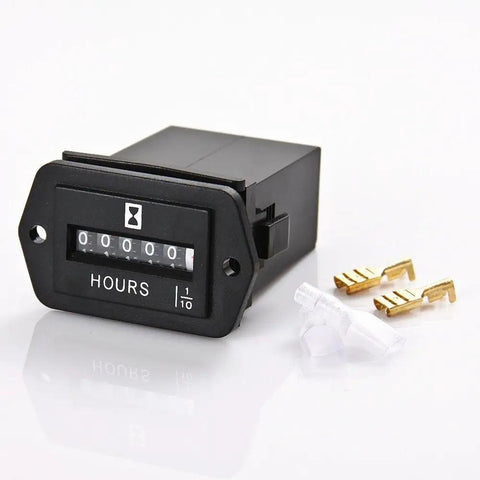 6-80V Mechanical Hour Meter For Diesel Engines, Generators, Boats, Motocross, Trucks And Tractors - Easy Install, Ultra Accurate Readout Up To 99,999.9 Hours, Compact 2.17 X 1.22 X 2.8 Inch Gauge AIMILAR Hourmeter
