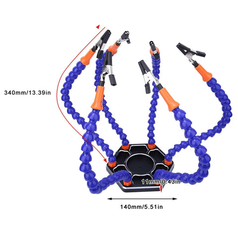 Six Flexible Arm Soldering Clamp Handy Third Hand Tool with Adjustable Helping Hands for PCB Soldering, Electronics