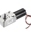 12V DC Reversible Worm Gear Motor With 120 RPM No Load Speed And 50 To 1 Reduction, 8mm D Shape Shaft, Beefy Torque Gearbox on white