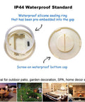 Set Of 3 Waterproof LED Flameless Pillar Candles With Timers For Outdoor Vibe 4 Inch 5 Inch And 6 Inch Tall Up To 1000 Hours Battery Life Flickering Battery Operated Outdoor Pillar Candles For Patio Garden And Festival Decor shown with waterproof sealing components.