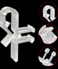 Clear Plastic Hidden Valance Clip for Horizontal Blinds, showcasing heavy duty grooved design for secure installation.