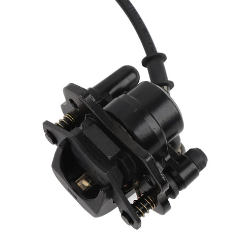 Close-up of Beefed Up Hydraulic Disc Brake Caliper System With 1.5m Hose And Pads For ATV Quad Go Kart Mini Bike Delivers Fast Responsive Stopping Power Smooth Modulation And Reliable Trail Riding Confidence
