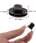 Top Shelf Black Twist Lock Clasps For Leather Bags And Diaries Heavy Duty Zinc Alloy Oval Turn Buttons Smooth Action Solid Craft Gear Built To Last Quick Install Pocket Book Hardware Replacement Set with dimensions visible.