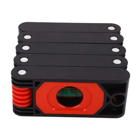 Schimer Foldable Spirit Level Ruler with 4 Bubbles Magnetic Design High Accuracy for DIY Projects Home Decoration 600Mm shown in closed position, black and red design.