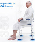 Bariatric Shower Chair Heavy Duty Foldable Bath Bench With Extra Wide Seat And Private Washing Cutout 350 Lb Weight Capacity Non Slip Legs