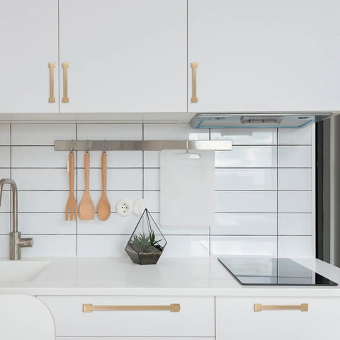 Modern kitchen with 2 Pack 10 Inch Champagne Bronze Cabinet Handles And Gold Kitchen Cabinet Pulls Set For Doors And Drawers