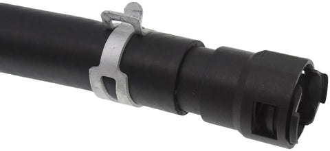 Close-up of HVAC Heater Hose Assembly 626-735 Replacement For Ford And Lincoln Models with focus on connector and clamp