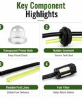 Heavy Duty Fuel Line Repair Kit With Built In Filter For Honda FG110K1AT Lawn Mower Complete Set With Grommets Bulbs And Clean Flow Filters To Fix Leaks And Boost Performance transparent primer bulb and fuel filter