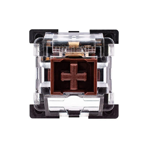 Brown 3 Pin Tactile Mechanical Keyboard Switches 20 Pack Budget Friendly Replacement For Cherry MX Gateron Compatible Keyboards With 55g Tactile Force No Loud Click Ideal For Redragon And MX Standard Boards, close-up switch