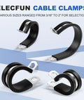 ELECFUN 1-inch stainless steel cable clamps, rubber-coated, 20 pcs with mounting tabs for hoses, tubes, pipes or wires