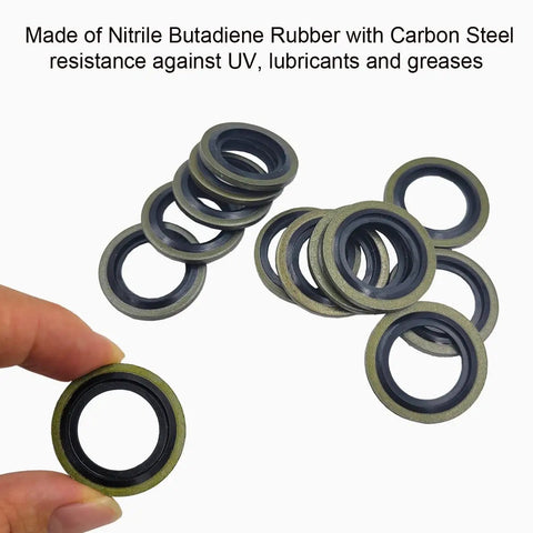 130 Piece Self Centered Bonded Seal Oil Washer and Gasket Set for DIY Plumbing Auto Mechanical Electrical and Cylinder Repairs in 10 Sizes From M6 to M24 with Nitrile Butadiene Rubber Gaskets, NBR