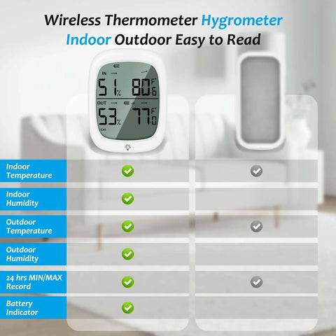 Best Wireless Indoor Outdoor Thermometer Hygrometer With Remote Sensor 330 Feet Range Digital Temperature And Humidity Monitor