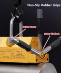 Close-up of Heavy Duty Permanent Magnetic Lifter With Smooth Release Handle, showing switch button and non-slip rubber grips.