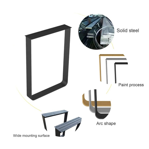Heavy Duty Solid Steel Table Legs With Elegant Arc Shape And Glossy Silver Coating, No Sweat Cleaning Anti Slip Mounts For Kitchen Or Bathroom Fixes In 70X70CM, Hella Sturdy Supports design details.