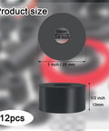 12 Pack Thick Rubber Spacers 1 Inch Outer Diameter 3/8 Inch Inner Diameter 1/2 Inch Thick Anti Vibration Washers product sizing