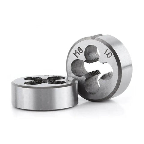 M6 To M12 Screw Die Set With Adjustable Wrench For External Threading, Precision Bearings Steel Hand Tools For Auto Mechanics Machinists DIY Guys Cutting Coarse Threads Smoothly On The Fly M6 steel die close-up
