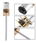 Reversible Gear Motor With Screw Actuator, 6V 200RPM, M3x55mm Threaded Output Shaft For DIY Projects, Full Metal Gearbox, Low Noise, Durable Maker Tool For Small Actuations front and close-up