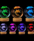 Lit 3D Axolotl Crystal Ball Night Light With 16 Color LED And Wooden Base Upgraded 3.15 Inch Glass Ball Lamp With Remote Control Cool Desk Decor Gift For Kids Girls Boys Friends, various LED colors on display