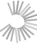 100 Pcs 304 Stainless Steel Solid Dowel Pins 5x40mm Precision Locating Fasteners arranged in a circle on white background