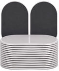 Big Time Heavy Duty Furniture Sliders 16 Piece Set Large Oval Floor Glide Pads stacked, gray pads for moving heavy furniture smoothly.